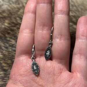 Sterling silver brutalist style marquise drop earrings